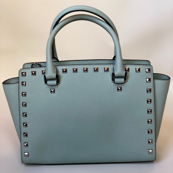 💛 Selma Mediun Studded Saffiano Leather Satchel - Picture 2 of 5